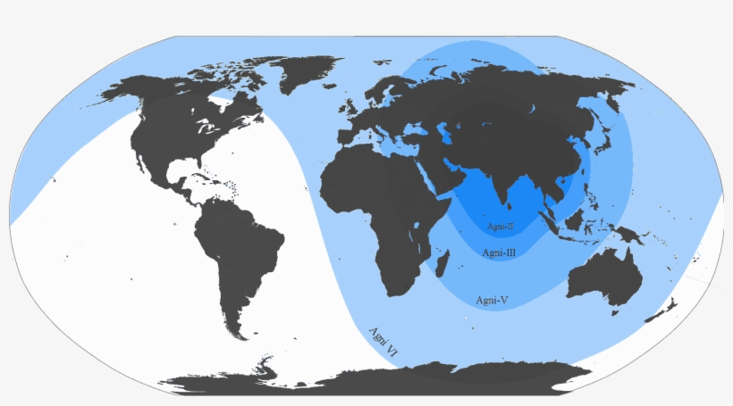 Agni Missile Range Comparison With Blue Shade - Range Of Agni Missile, transparent png download