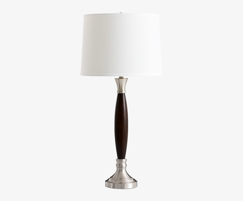 Image For Metal And Wood Table Lamp With White Shade - Lamp, transparent png download
