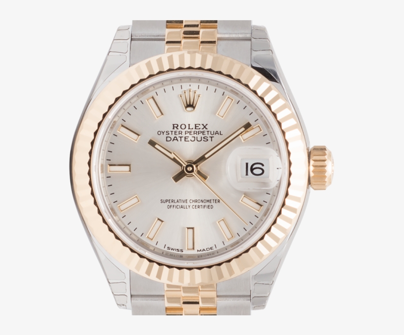 Rolex Lady Datejust 28mm Steel & Yellow Gold Silver - Rolex Datejust 179179 Presidential 18k White Gold Ladies, transparent png download