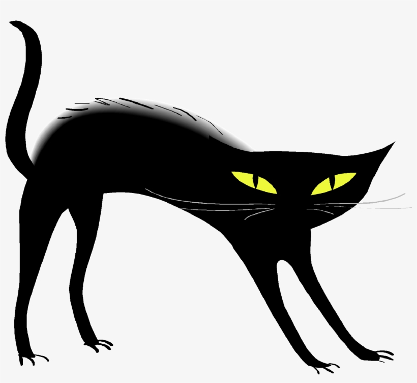 Black Cat Png Pic - Halloween Symbols Black Cat, transparent png download