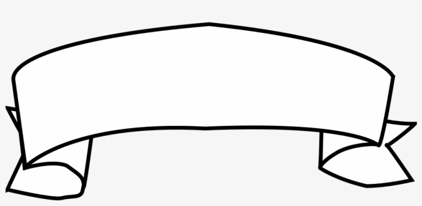 Banner, Ribbon, Outline, White - Banner Clip Art, transparent png download