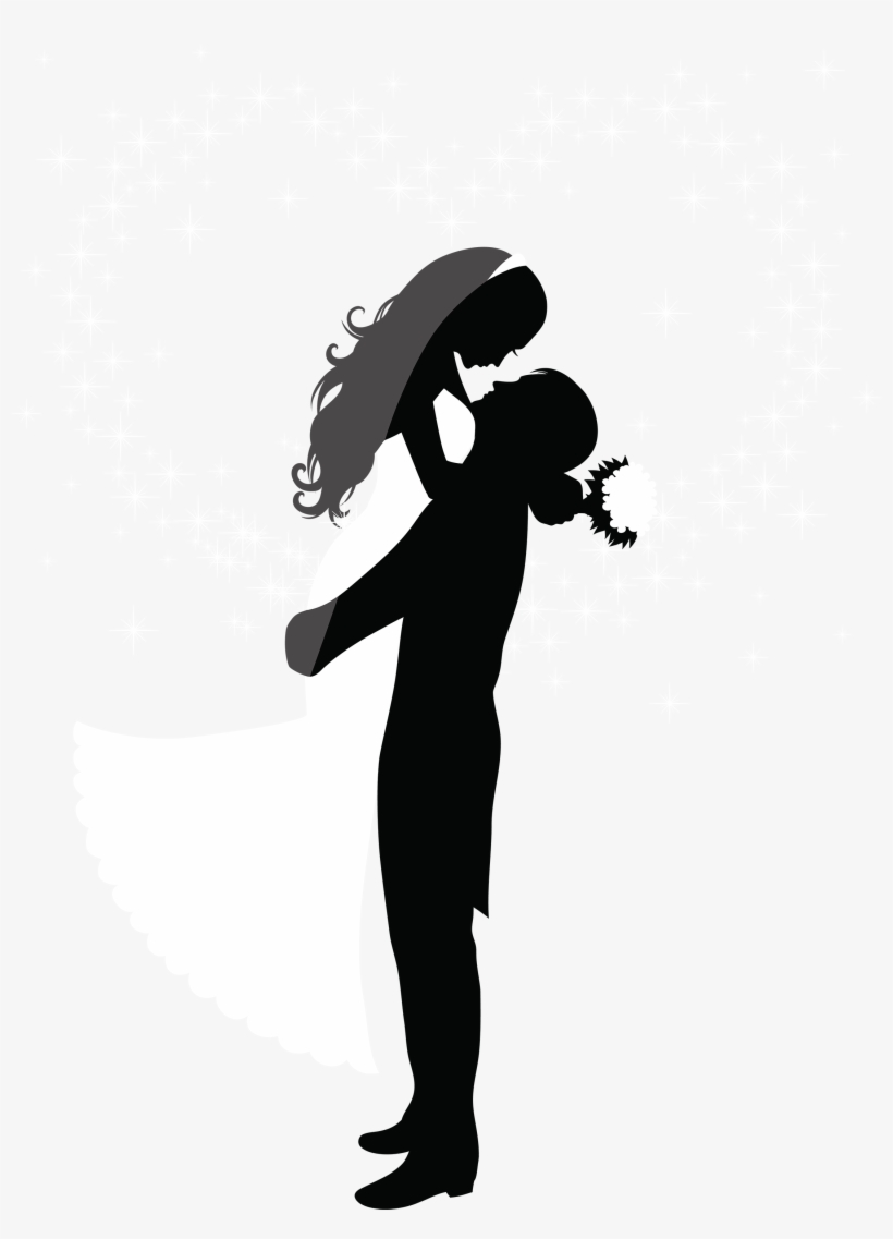 Wedding Couple Silhouettes Png Clip Art - Wedding Vector, transparent png download