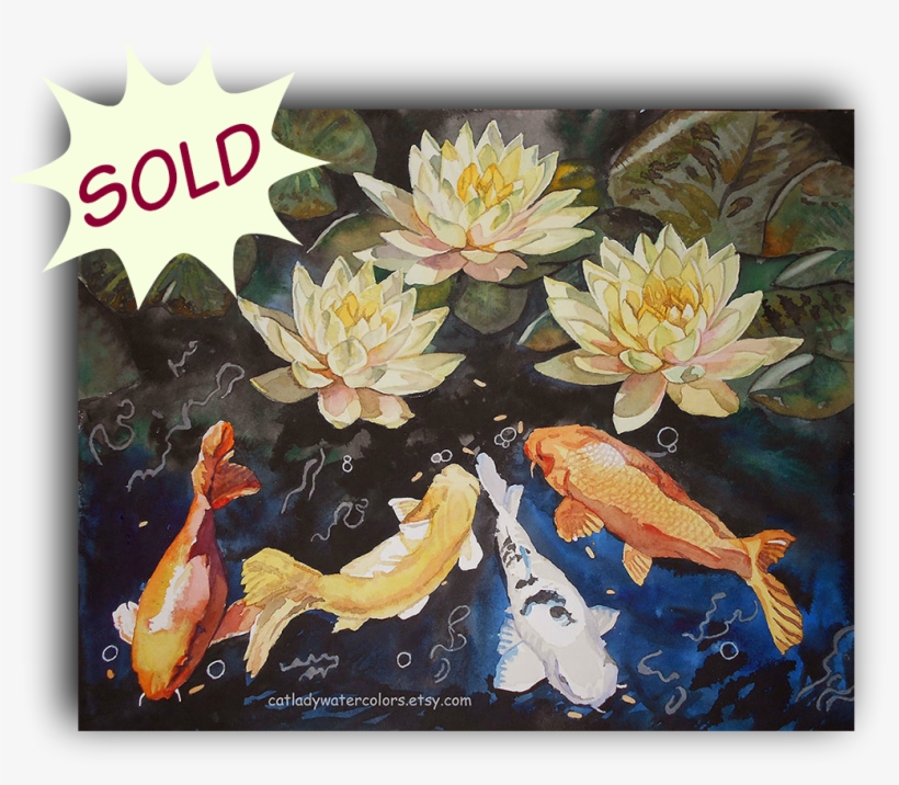 Koi Pond Watercolor Print Sold Get Yours Here - Watercolor Painting, transparent png download
