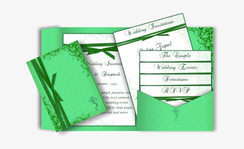 Bright Green Floral Email Wedding Card Template With - Wedding Invitation, transparent png download