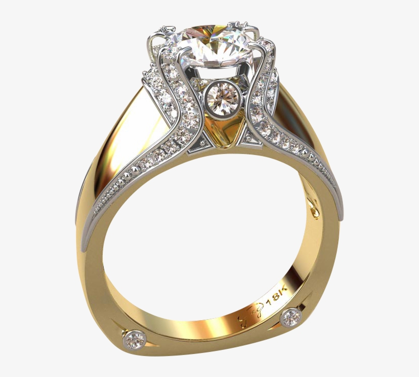 Italian Top Ladies Diamond And 18k Gold Engagement - Ladies Ring Diamond Png, transparent png download