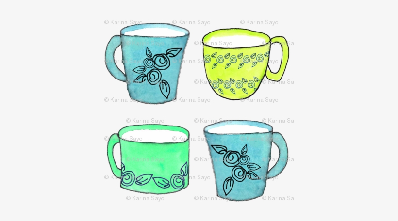 Rgreen Teal And Blue Mugs Pattern Preview - Coffee Cup, transparent png download