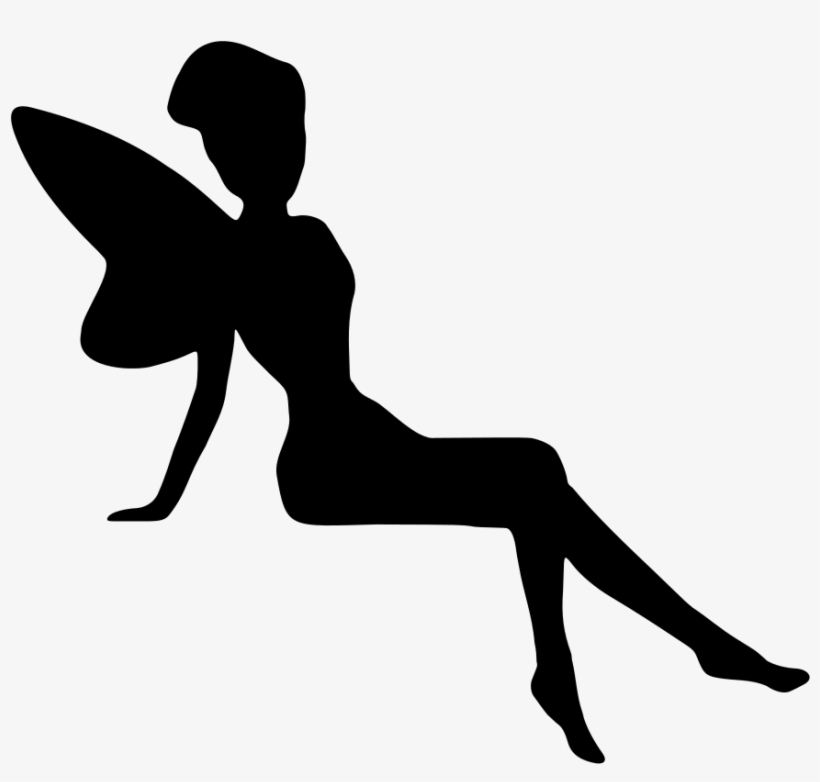 Fairies Silhouette At Getdrawings - Fairy Sitting Clipart, transparent png download