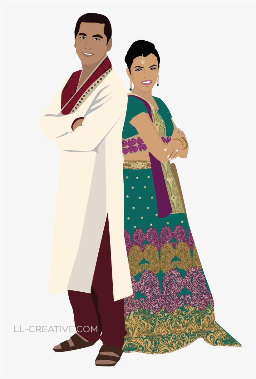Indian Wedding Illustration From Ll-creative - Indian Wedding Couple Illustrations, transparent png download