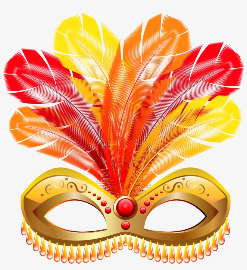 Gold Feather Mask Png Jpg Transparent Stock - Carnival Mask Png, transparent png download