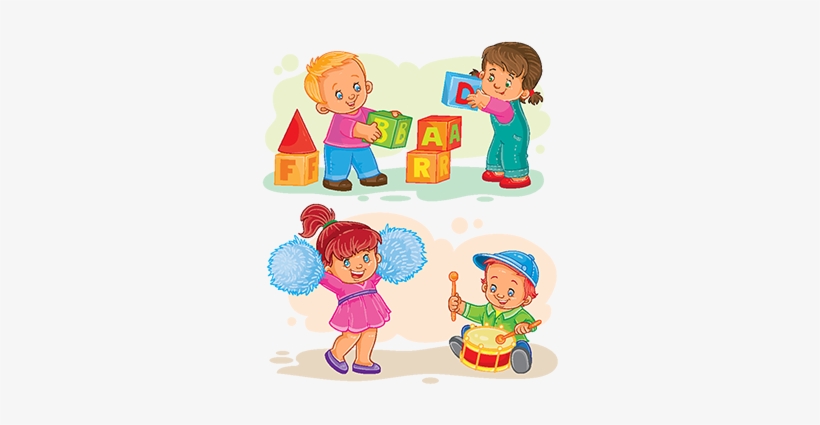 Set Of Vector Icons Little Children Playing With Toys, - Dibujo De Bebe Construyendo, transparent png download
