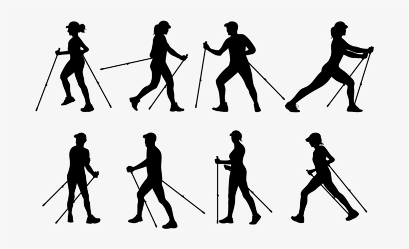 Nordic Walking Silhouettes Vector - Nordic Walking Vector Free, transparent png download