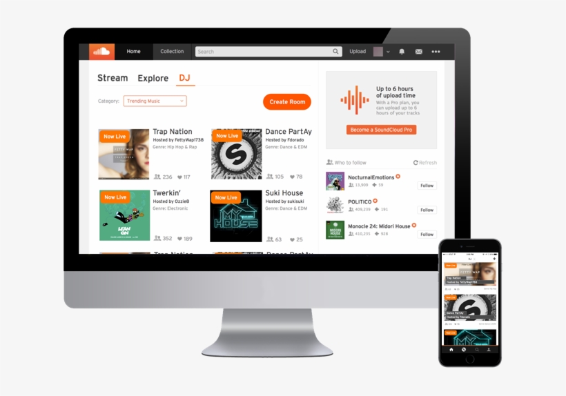 Soundcloud Mockup - Operating System, transparent png download