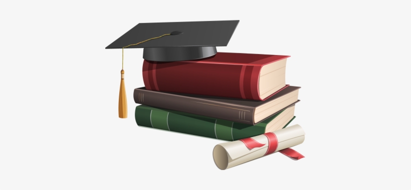 Grad Cap And Diploma With Books - Graduation Cap Clipart Png, transparent png download