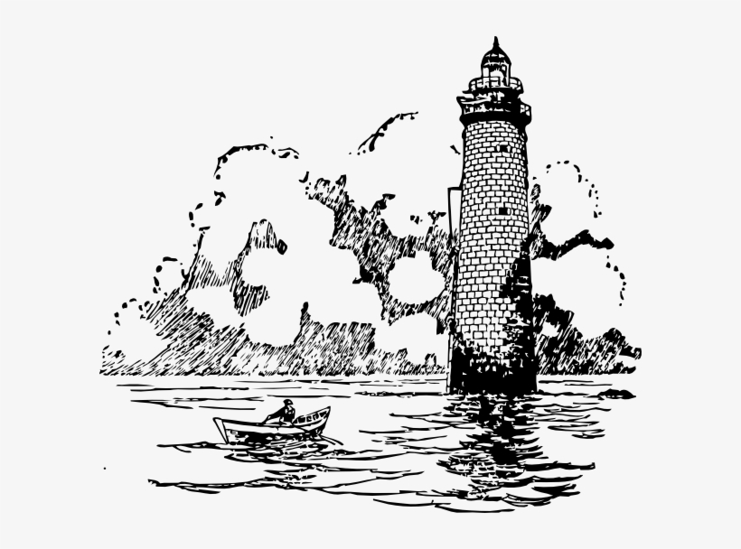 Lighthouse Clipart Sailboat - Lighthouse Drawing With Boats, transparent png download