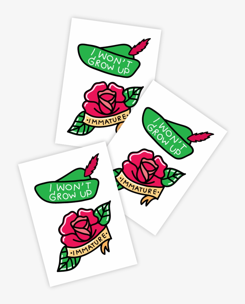 High Quality Temporary Tattoos With Green Peter Pan - Peter Pan Hat Tattoo, transparent png download