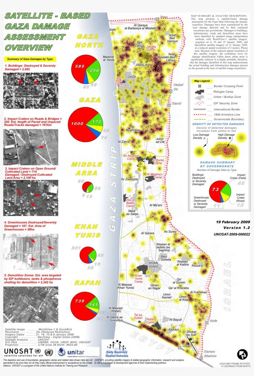 Unosat Gazastrip Damage Review 19feb09 V3 Lowres - United Nations Institute For Training And Research, transparent png download