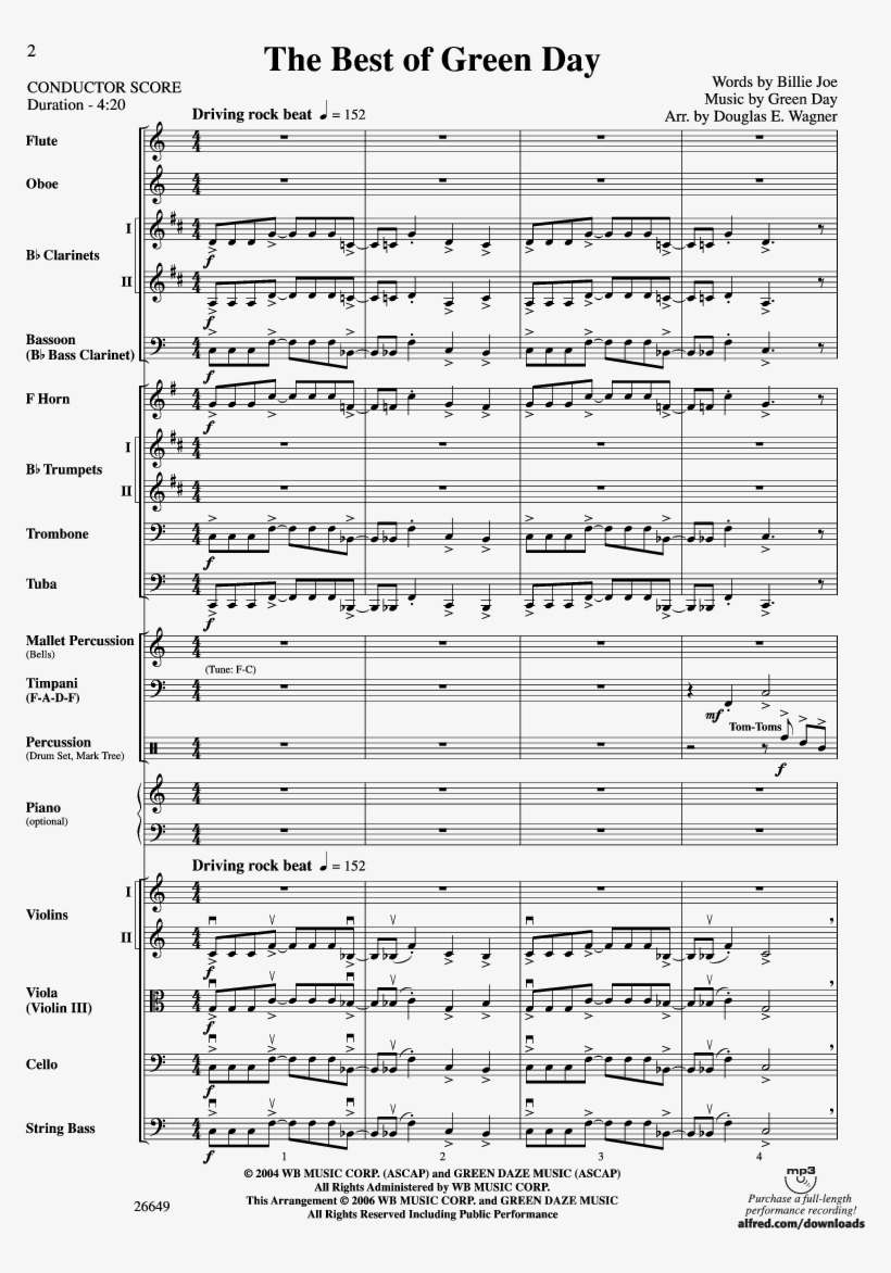 The Best Of Green Day Thumbnail - Best Of Green Day Sheet Music, transparent png download