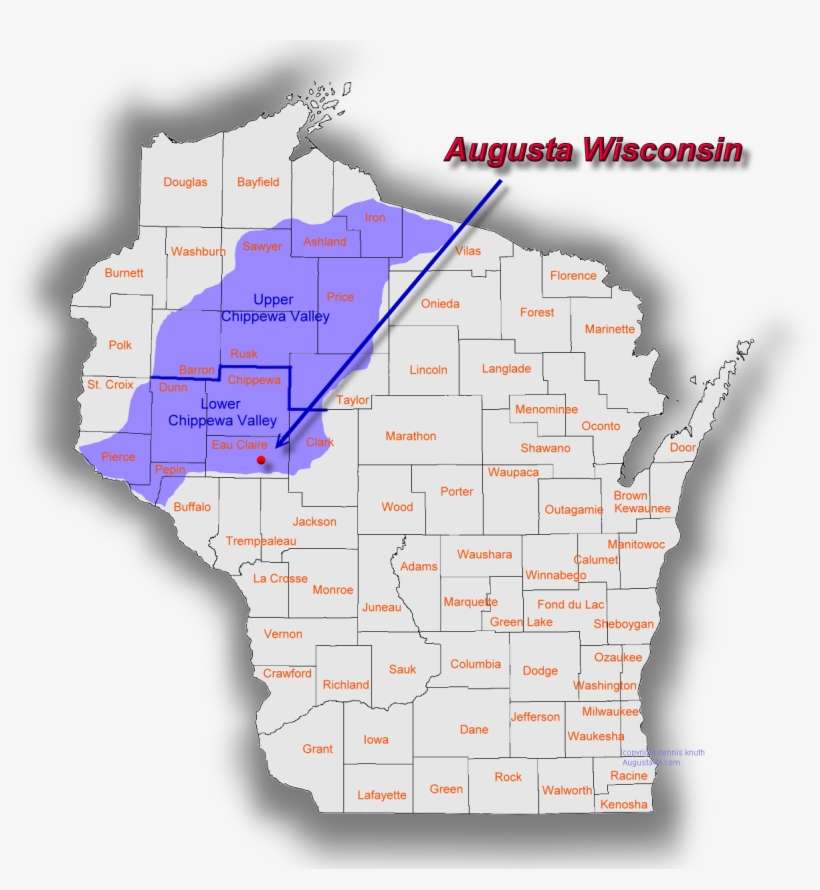 The Map Of Counties In Wisconsin And The - Chippewa Valley Wisconsin Map, transparent png download