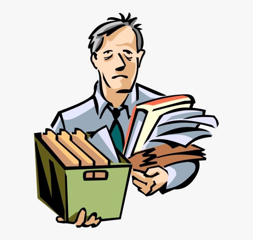Exhausted Executive Takes Work Home - Files Clipart, transparent png download