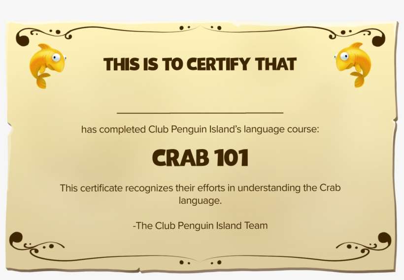 Here's A Certificate For Your Hard Work - Crab Certificate, transparent png download