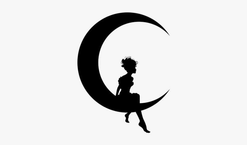 Hada Sentado En Luna Creciente - Girl Sitting On The Moon, transparent png download