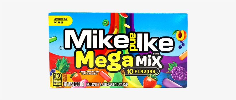 Mike And Ike Mega Mix 10 Flavors Chewy Candies - Mike And Ike Mega Mix, transparent png download