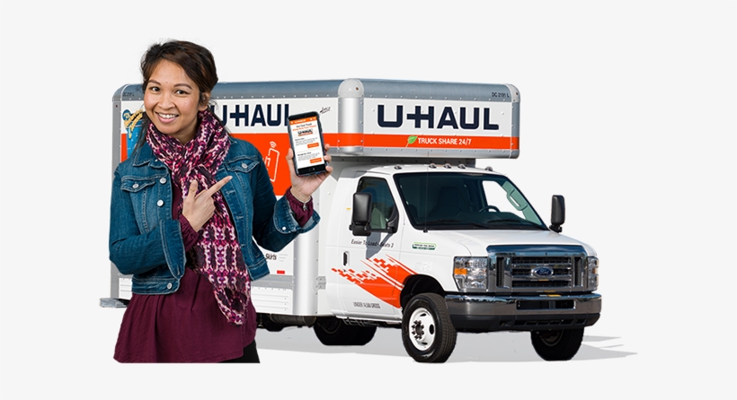 Woman Renting A U Haul Truck On Through The U Haul - 24 7 Truck Share Uhaul, transparent png download