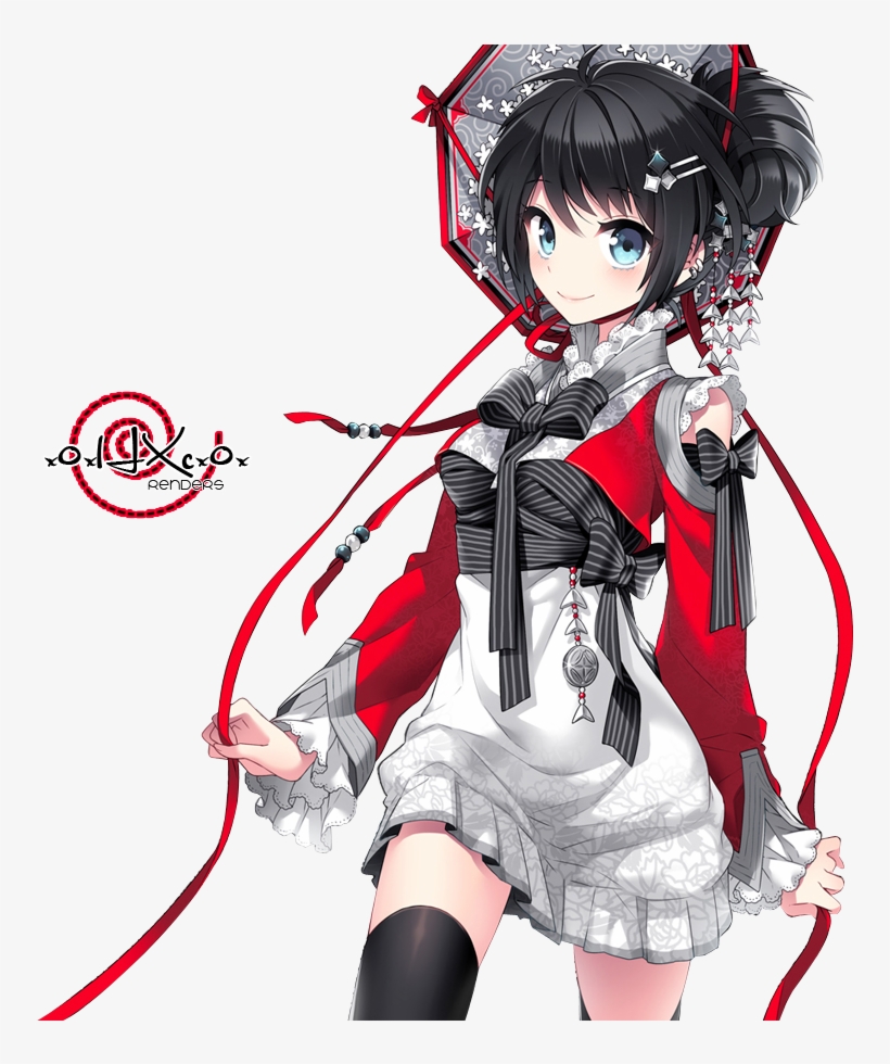 Anime Girl - Anime Girl With Short Black, transparent png download