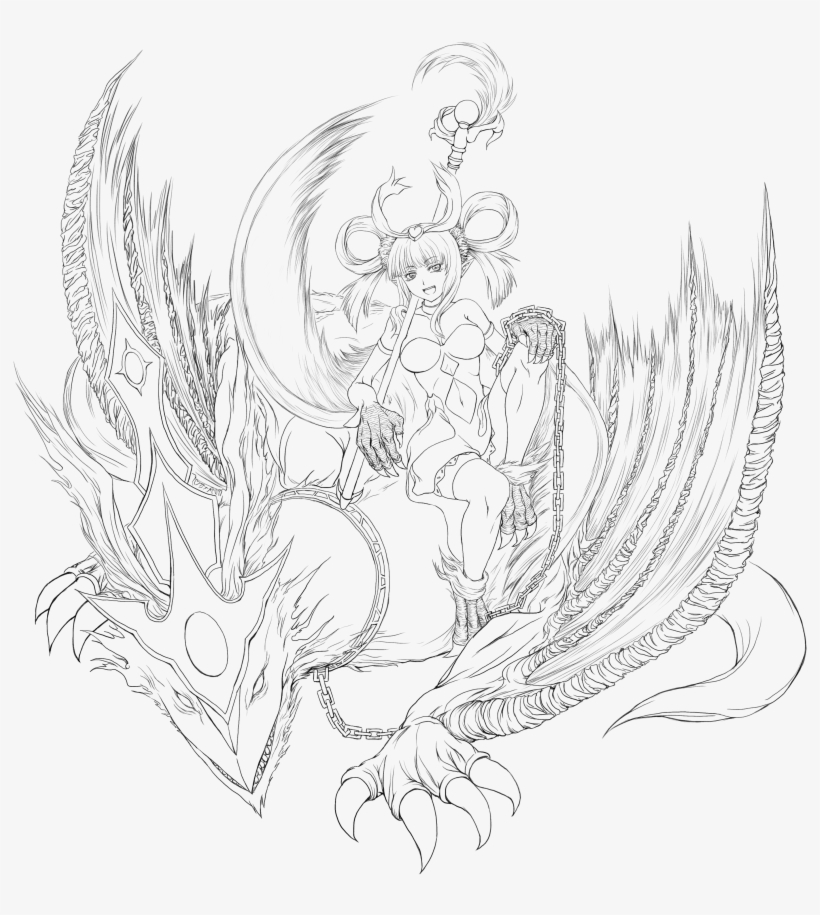 1girl Absurdres Breasts Chain Claws Dragon Duel Monster - Line Art, transparent png download