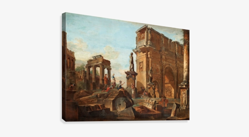 Old Famous Buildings In Rome Canvas Print - Capriccio With Figures At The Roman Ruins, transparent png download