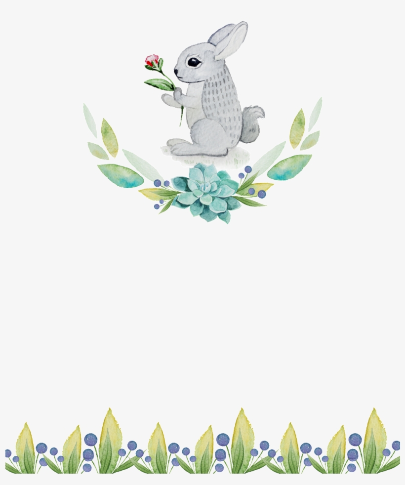 Decorative Pattern Design Of Grey Rabbit With Painted - 兔子 童話, transparent png download