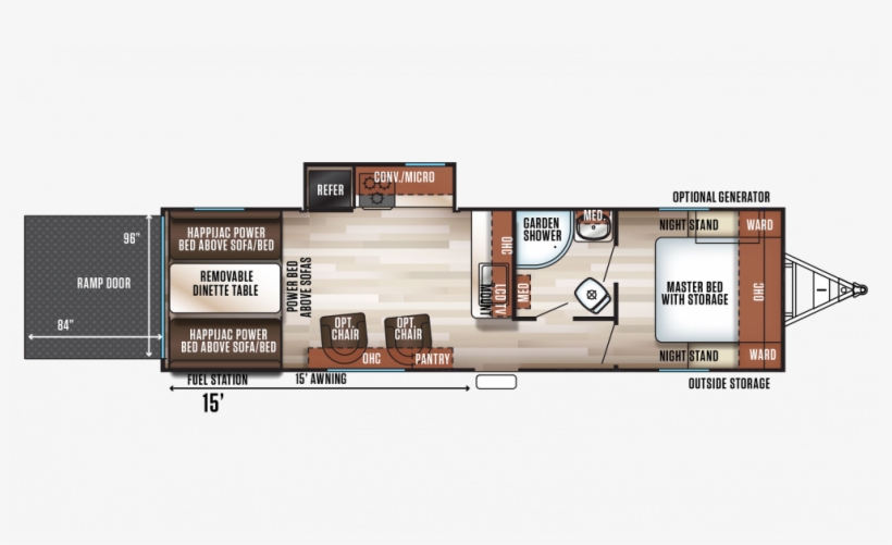 2018 Wolf Pack 23pack15 Floor Plan Img - Recreational Vehicle, transparent png download