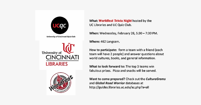 Tivia Night Flyer - University Of Cincinnati, transparent png download