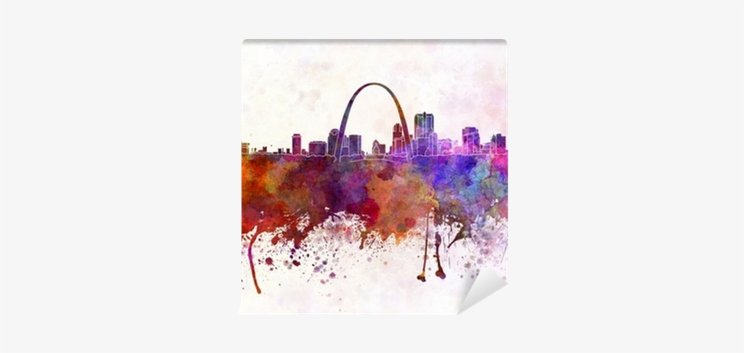St Louis Skyline In Watercolor Background Wall Mural - St Louis Skyline In Watercolor Background, transparent png download