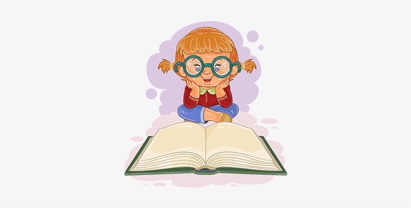 Small Girl Reading A Book, Reading, Book, Children - Vector Graphics, transparent png download