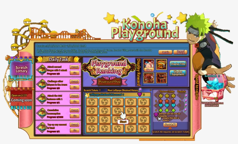 Konoha Playground Scratch Lottery Grid - Cartoon, transparent png download