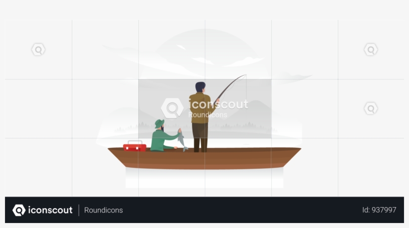 Two Men Fishing At A River - Fisherman, transparent png download