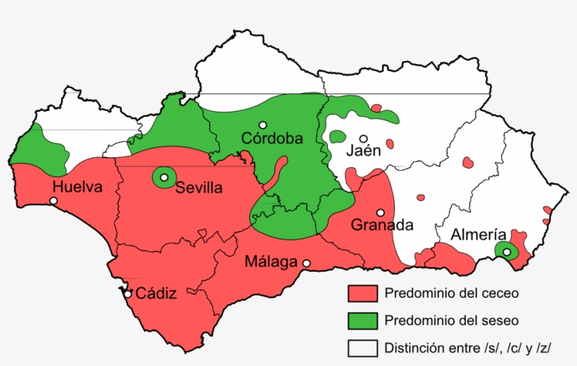 De Andalucía Ceceante Y Seseante - Mapa Linguistico De Andalucia, transparent png download