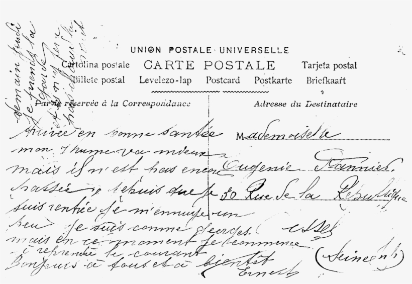 Vintage Postcard Back Clip Art - Handwriting, transparent png download
