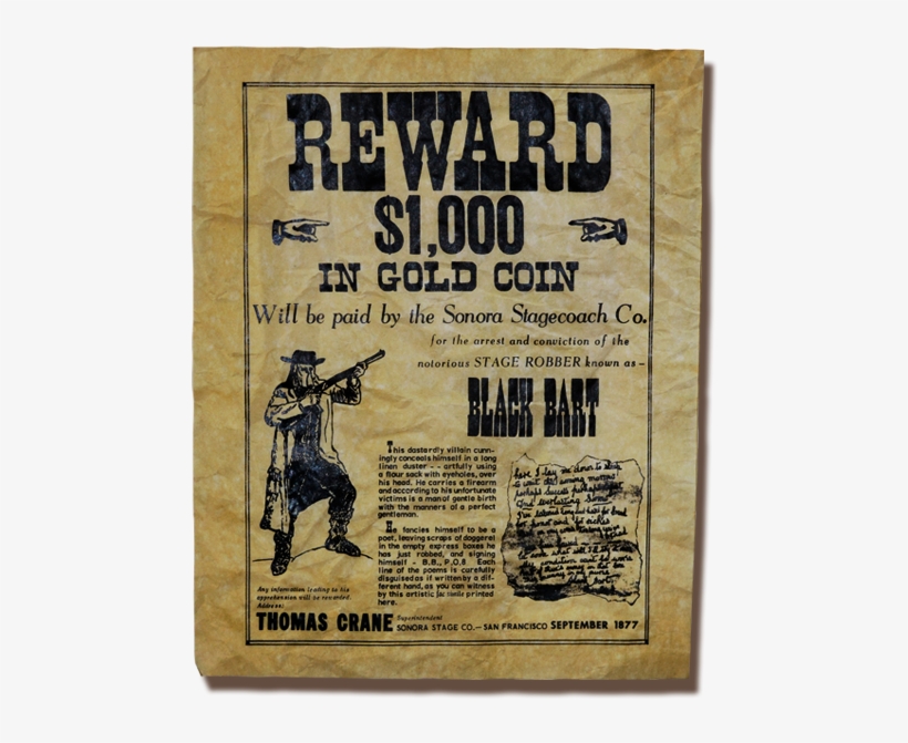 Black Bart Wanted Poster, transparent png download