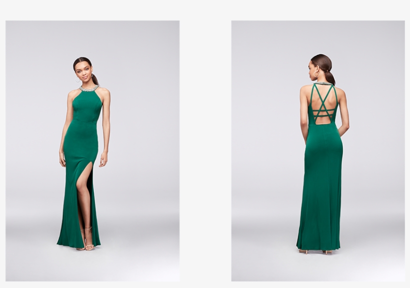 Green Dress Davids Bridal Prom, transparent png download