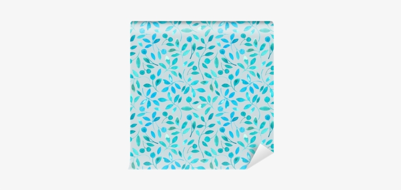 Floral Seamless Pattern With Blue Branches And Berries - Watercolor Painting, transparent png download
