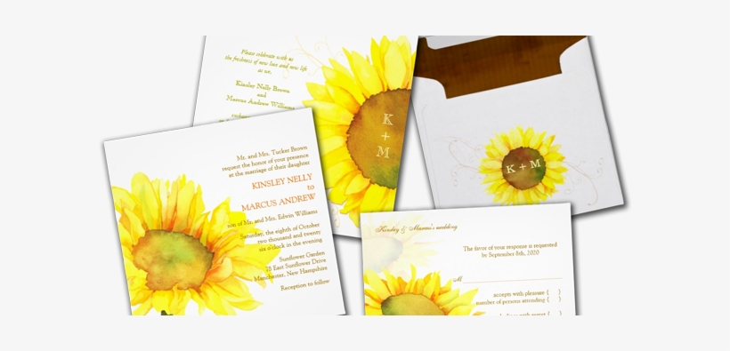 Wedding Cards And Gifts - Fall-sonnenblume-aquarell-hochzeit Danken Ihnen Karte, transparent png download