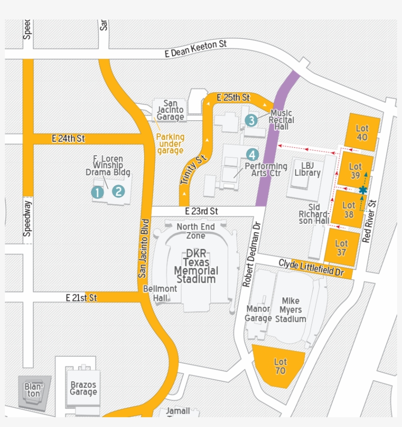 Map Of Parking Surrounding Fine Arts Venues - Austin, transparent png download
