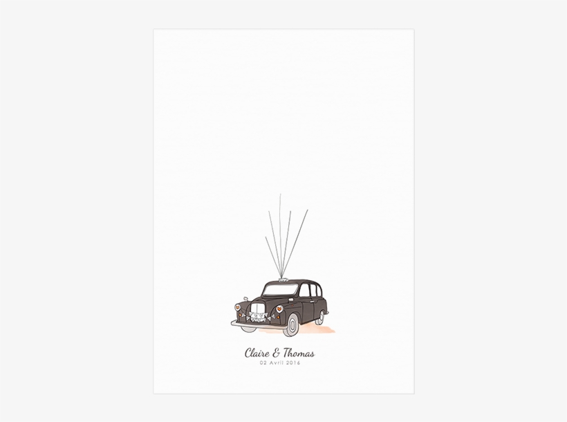 Custom London Taxi Wedding Guest Book Finger Print - Pepper & Joy London Taxi Wedding Guest Book, transparent png download