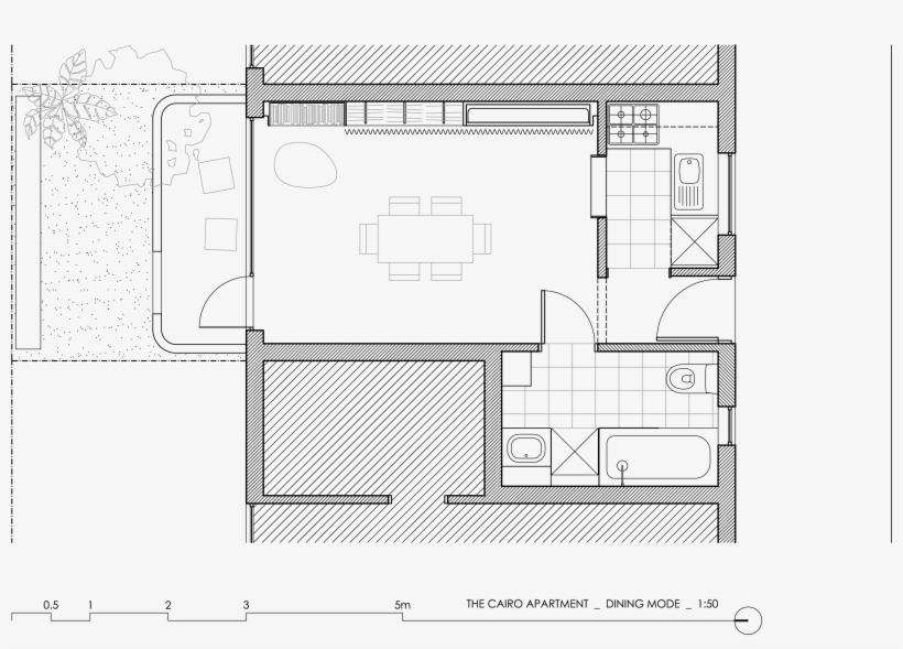 Tiny Apartment A Curtain Between Dining And - Architecture, transparent png download