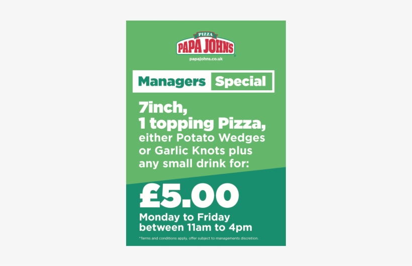 Papa Johns Managers Specials - Papa Johns, transparent png download