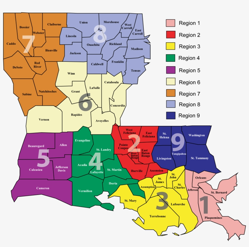 Ldh Administrative Regions Map - Louisiana School Parish Map, transparent png download