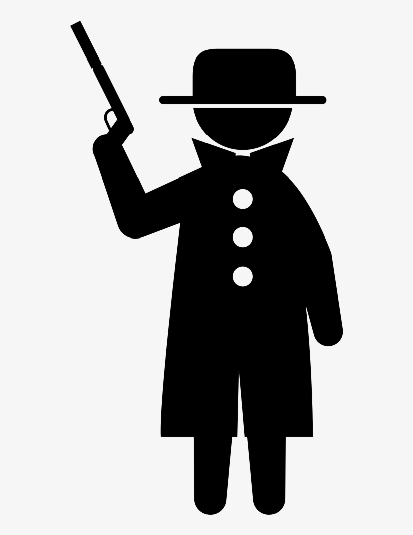 Criminal With Gun Covered With Coat And Hat Comments - Clip Art, transparent png download