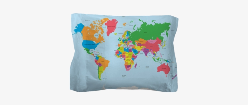 Political Map Of The World Vector Pillow Sham • Pixers® - A4 Map Of The World, transparent png download